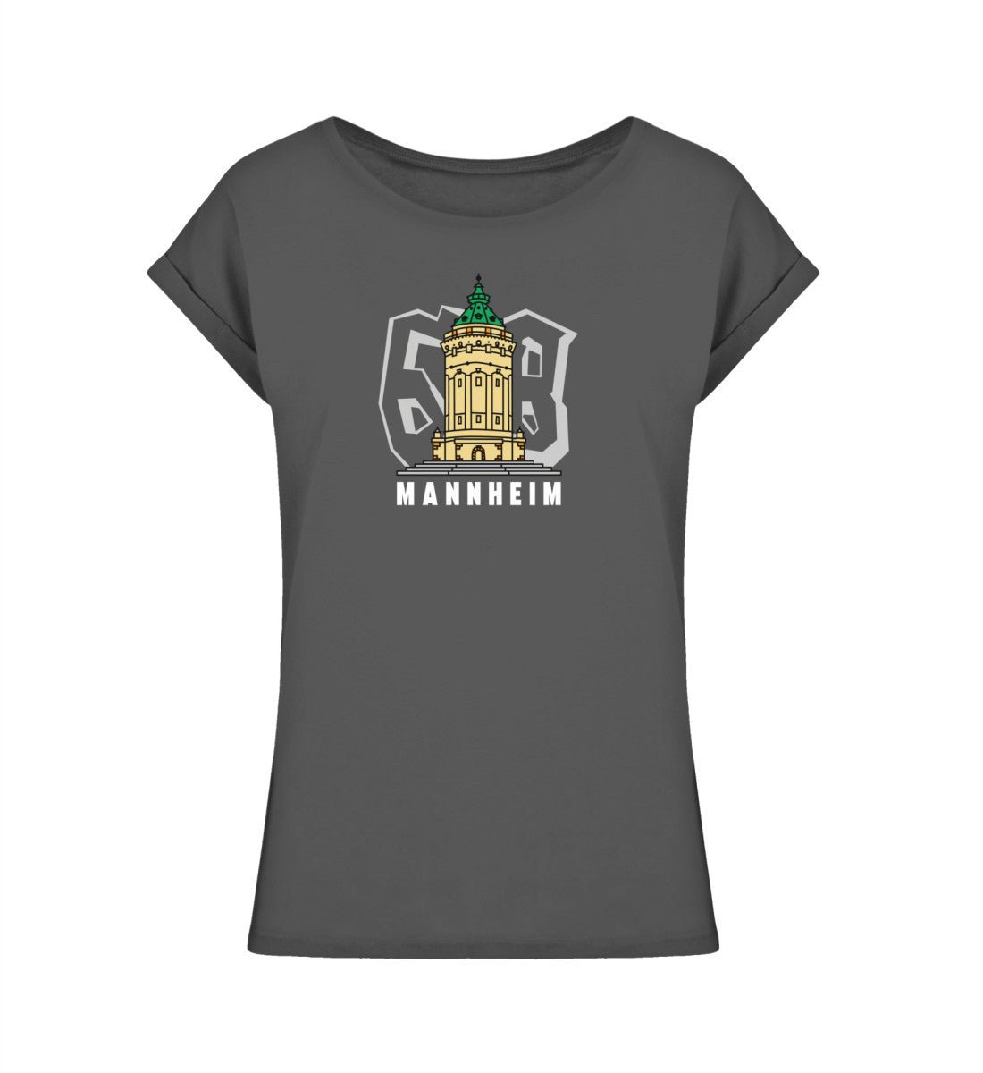 68 Mannheim Wasserturm Damen Extended Shoulder Shirt - talejo