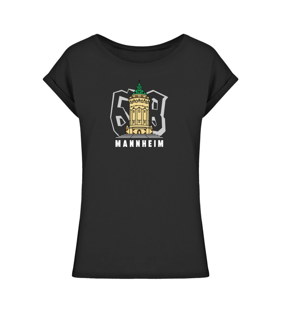 68 Mannheim Wasserturm Damen Extended Shoulder Shirt - talejo