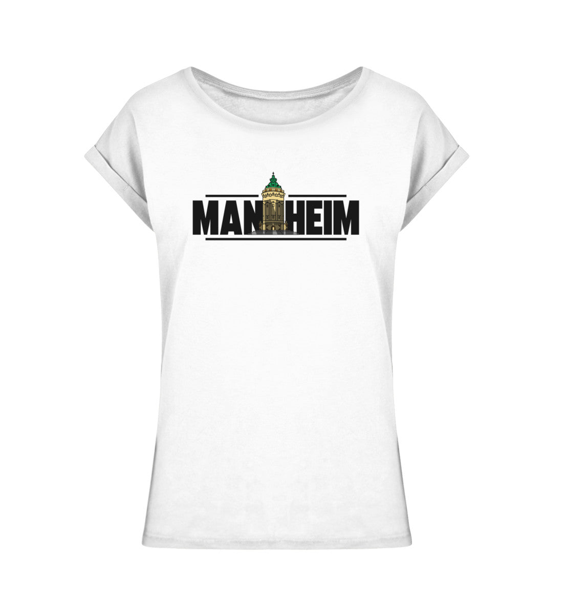 Mannheim Wasserturm transparent Damen Extended Shoulder Shirt - talejo