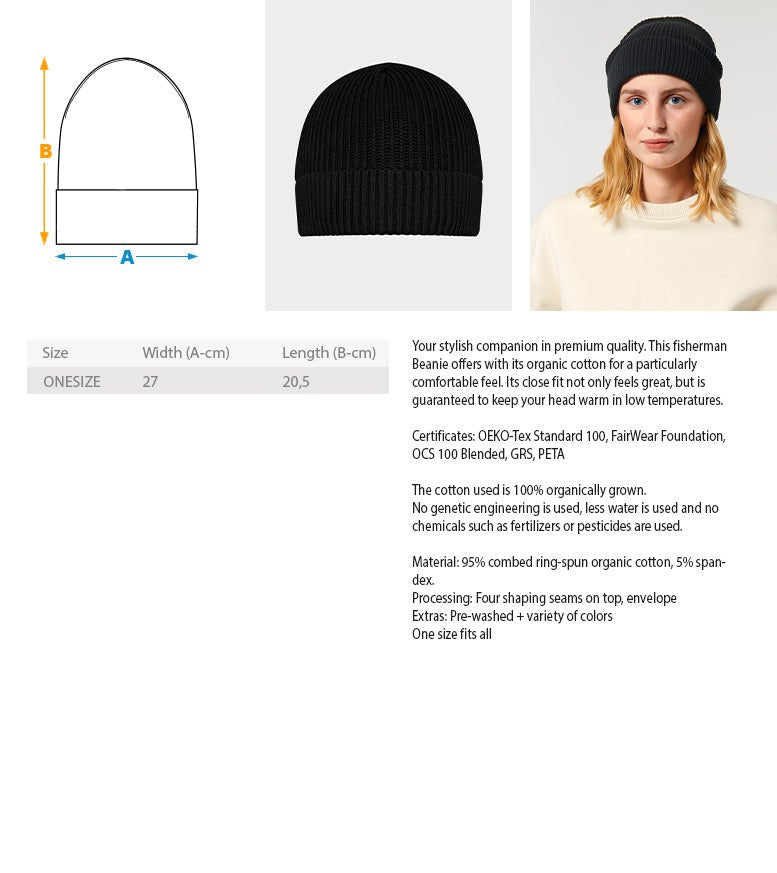 talejo organic Beanie mit edlem Stick - talejo